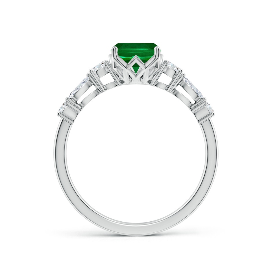 8x6mm Labgrown Lab-Grown Classic Cushion Rectangular Emerald Side Stone Engagement Ring in 9K White Gold side 199