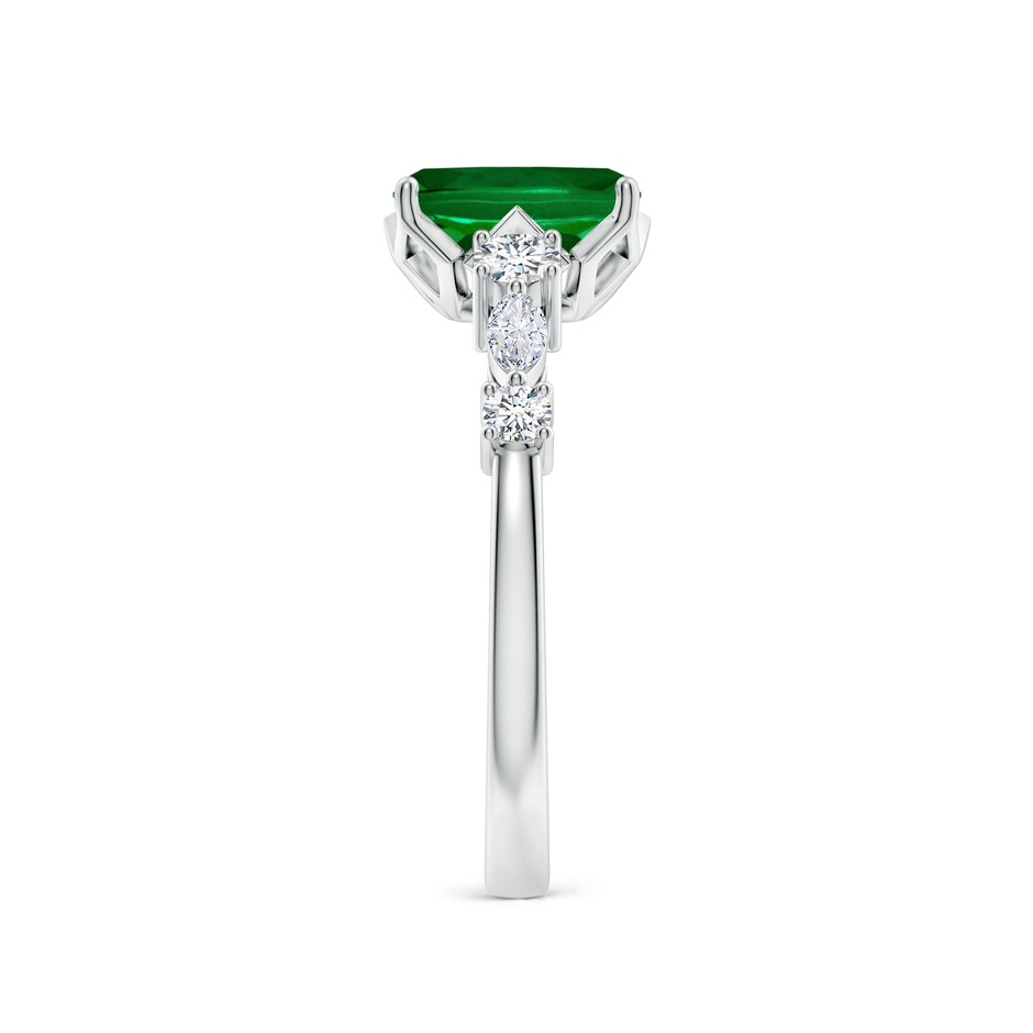 8x6mm Labgrown Lab-Grown Classic Cushion Rectangular Emerald Side Stone Engagement Ring in P950 Platinum side 299