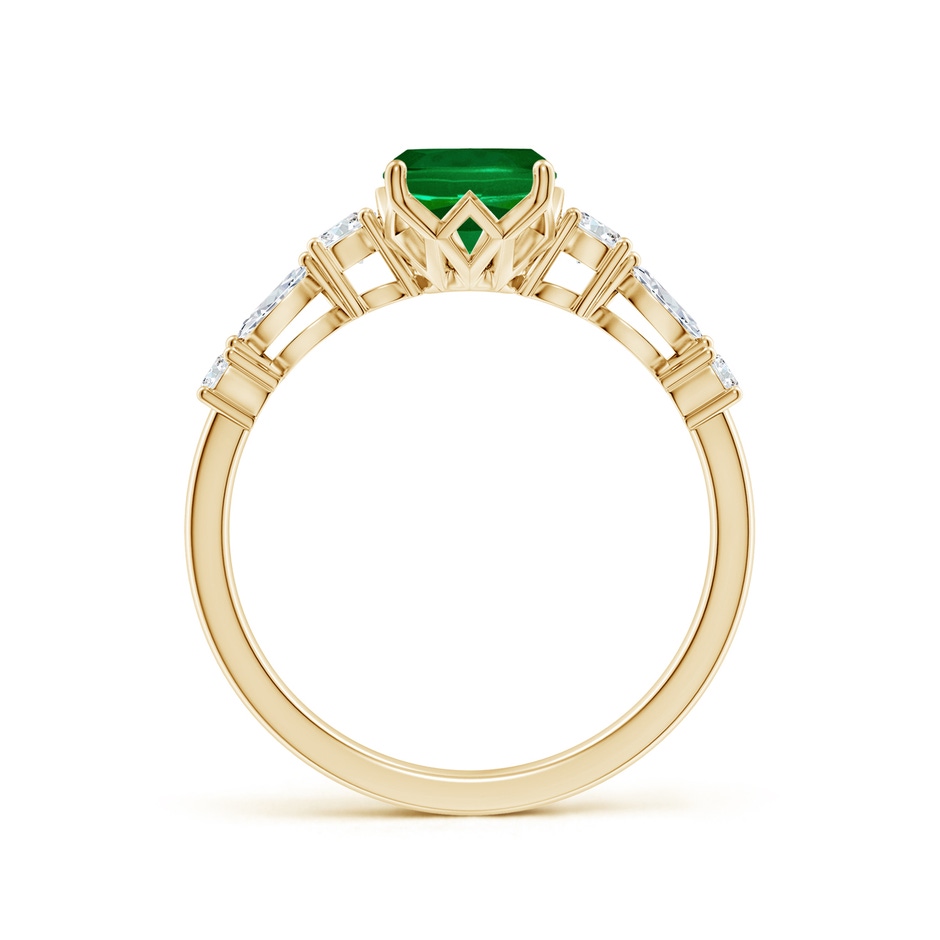8x6mm Labgrown Lab-Grown Classic Cushion Rectangular Emerald Side Stone Engagement Ring in Yellow Gold side 199