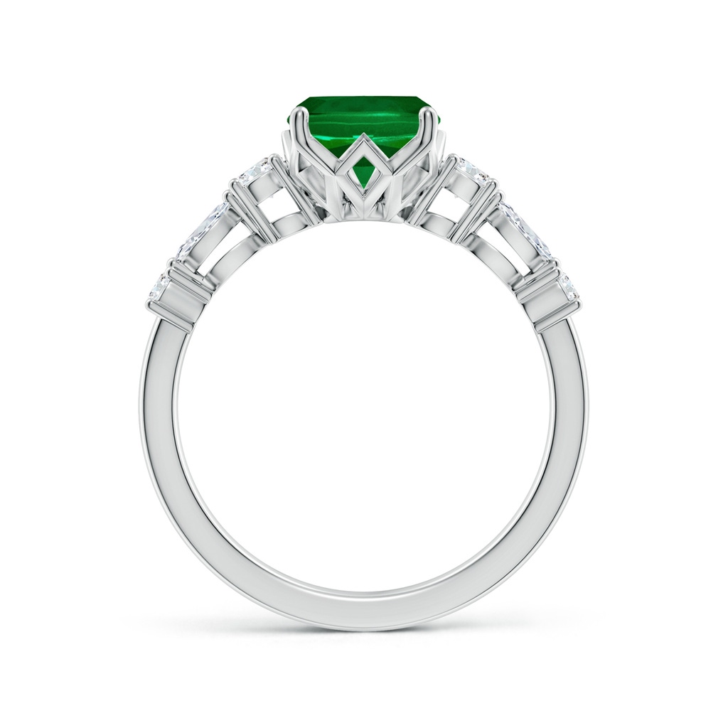 9x7mm Labgrown Lab-Grown Classic Cushion Rectangular Emerald Side Stone Engagement Ring in White Gold Side 199