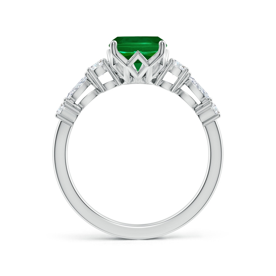 9x7mm Labgrown Lab-Grown Classic Cushion Rectangular Emerald Side Stone Engagement Ring in White Gold side 199