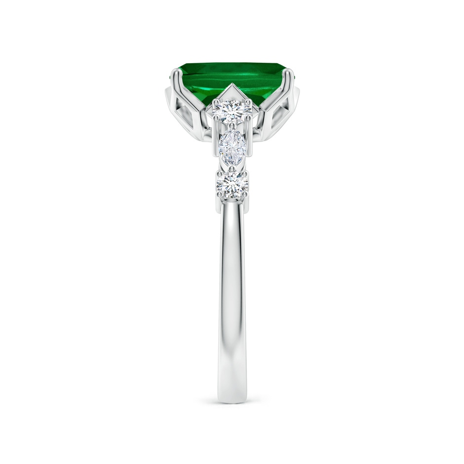 9x7mm Labgrown Lab-Grown Classic Cushion Rectangular Emerald Side Stone Engagement Ring in White Gold side 299