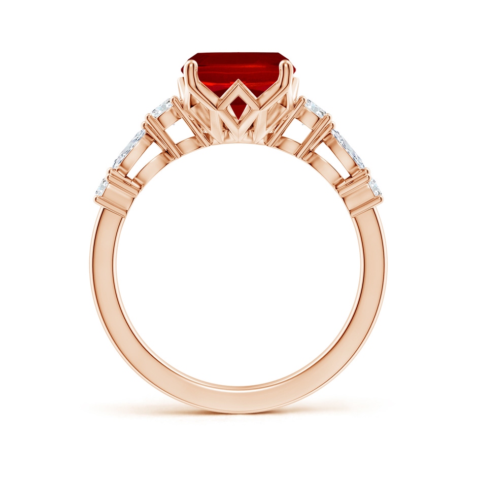 10x8mm Labgrown Lab-Grown Classic Cushion Rectangular Ruby Side Stone Engagement Ring in 18K Rose Gold side 199