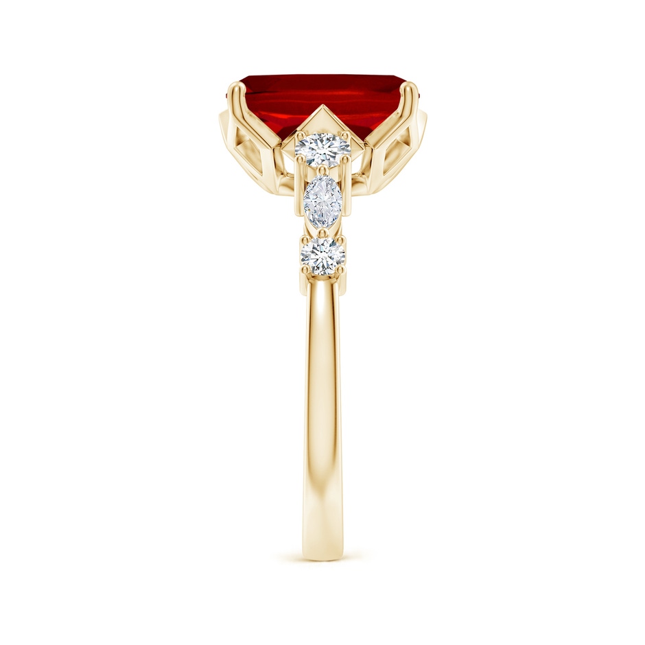 10x8mm Labgrown Lab-Grown Classic Cushion Rectangular Ruby Side Stone Engagement Ring in 18K Yellow Gold side 299