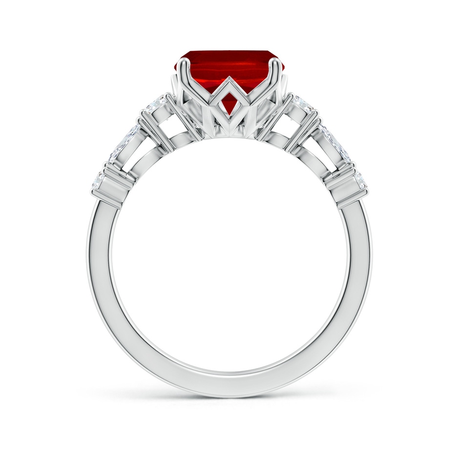 10x8mm Labgrown Lab-Grown Classic Cushion Rectangular Ruby Side Stone Engagement Ring in White Gold side 199