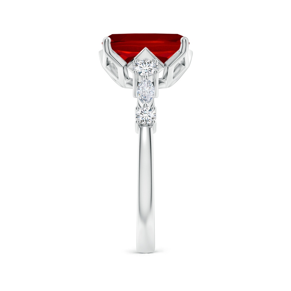 10x8mm Labgrown Lab-Grown Classic Cushion Rectangular Ruby Side Stone Engagement Ring in White Gold side 299