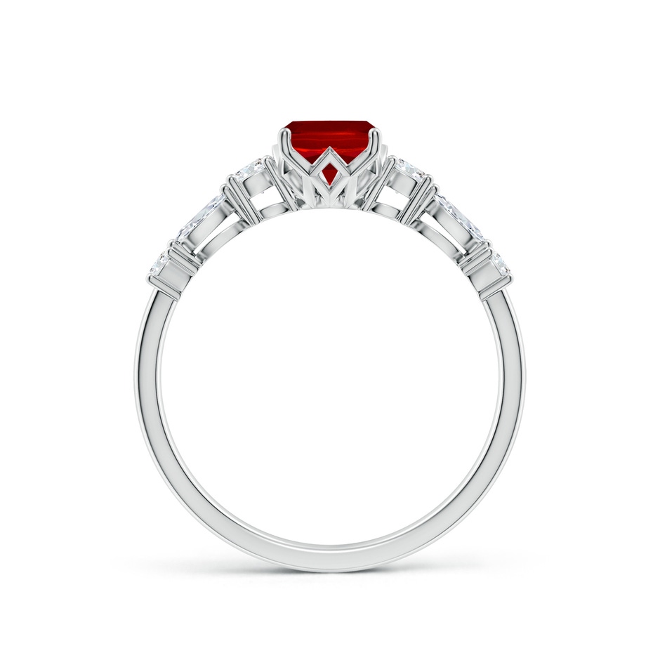 7x5mm Labgrown Lab-Grown Classic Cushion Rectangular Ruby Side Stone Engagement Ring in P950 Platinum side 199