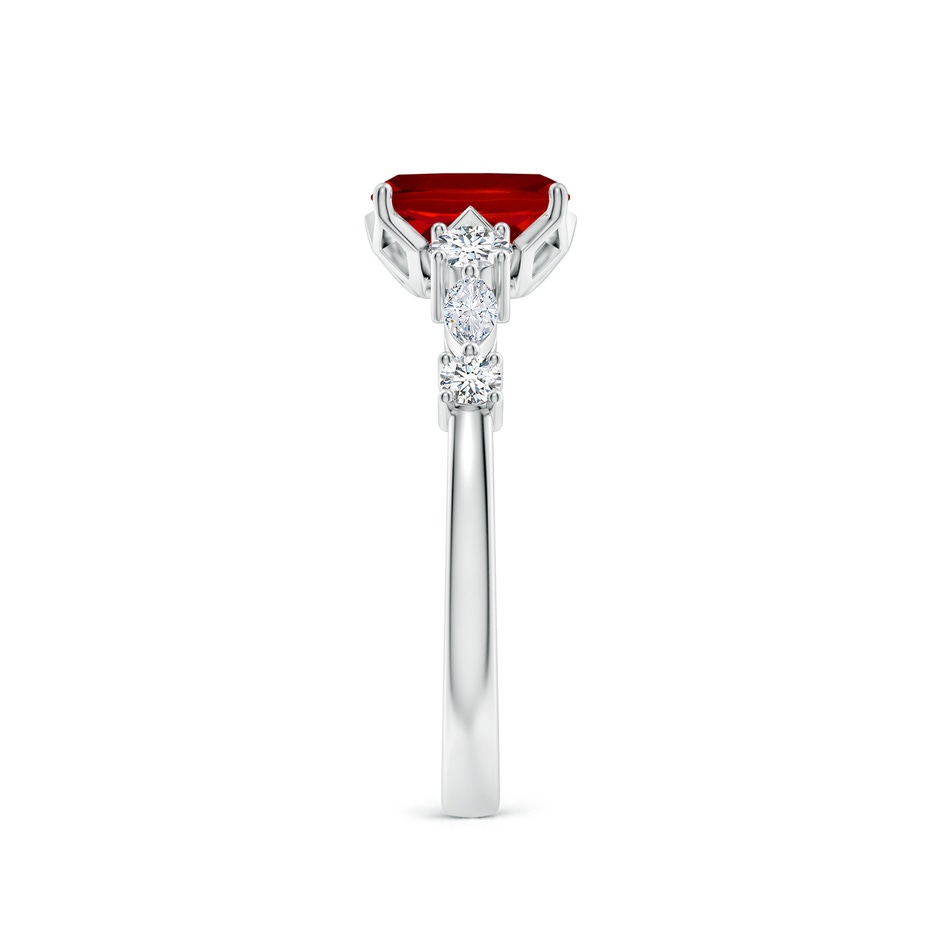 7x5mm Labgrown Lab-Grown Classic Cushion Rectangular Ruby Side Stone Engagement Ring in P950 Platinum side 299