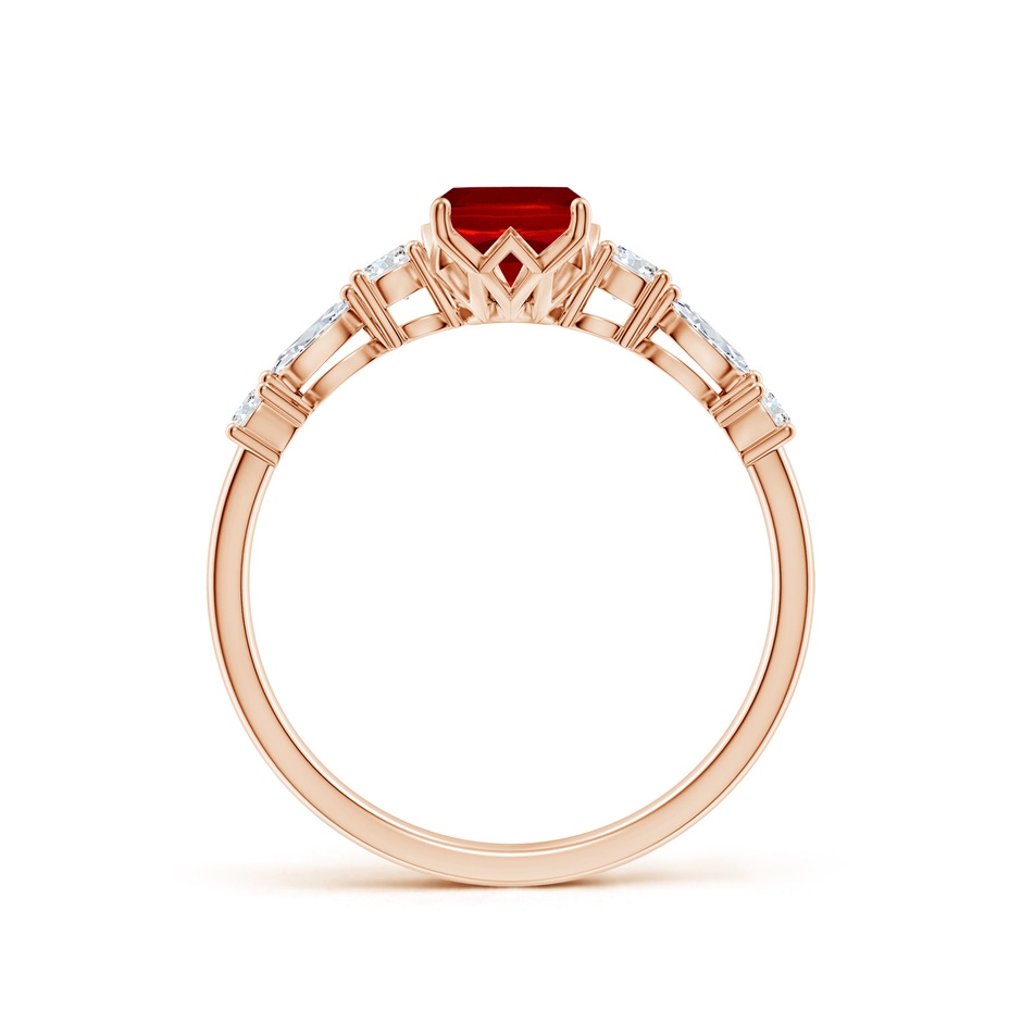 7x5mm Labgrown Lab-Grown Classic Cushion Rectangular Ruby Side Stone Engagement Ring in Rose Gold side 199