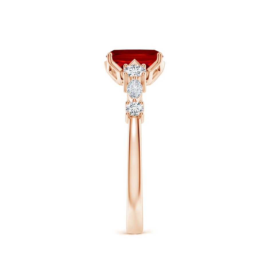 7x5mm Labgrown Lab-Grown Classic Cushion Rectangular Ruby Side Stone Engagement Ring in Rose Gold side 299