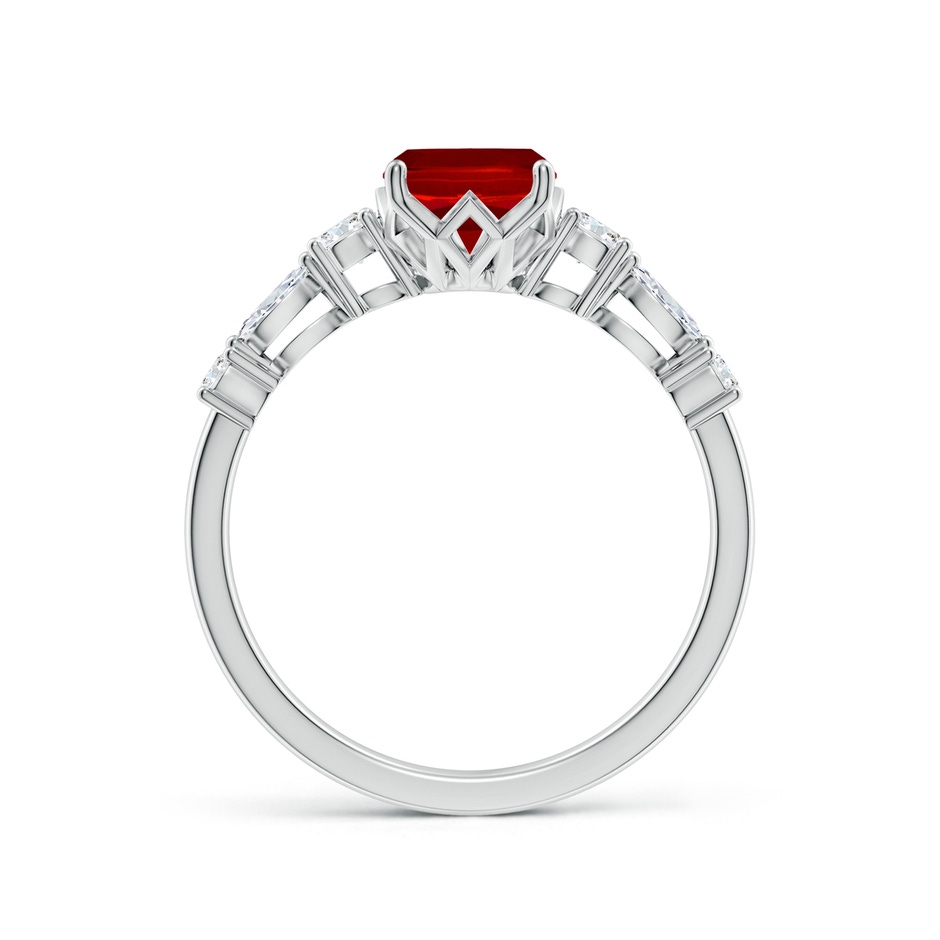 8x6mm Labgrown Lab-Grown Classic Cushion Rectangular Ruby Side Stone Engagement Ring in P950 Platinum side 199