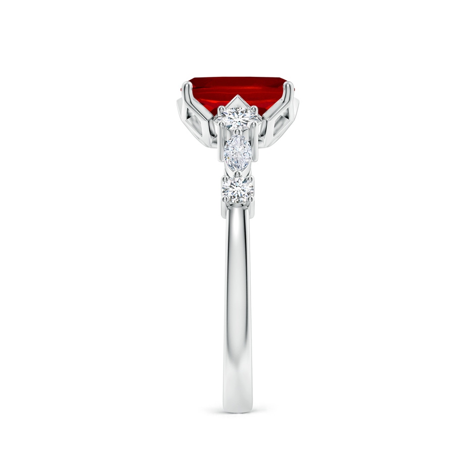8x6mm Labgrown Lab-Grown Classic Cushion Rectangular Ruby Side Stone Engagement Ring in P950 Platinum side 299