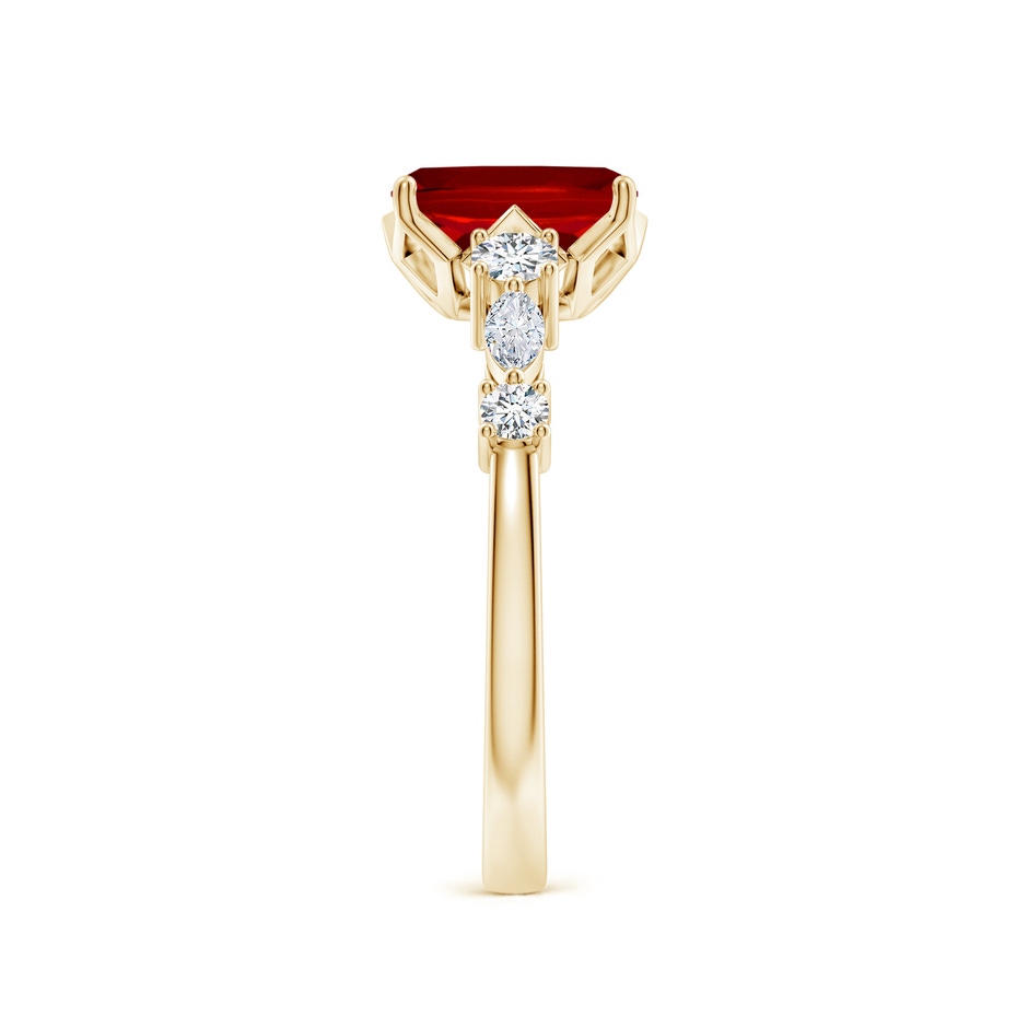 8x6mm Labgrown Lab-Grown Classic Cushion Rectangular Ruby Side Stone Engagement Ring in Yellow Gold side 299