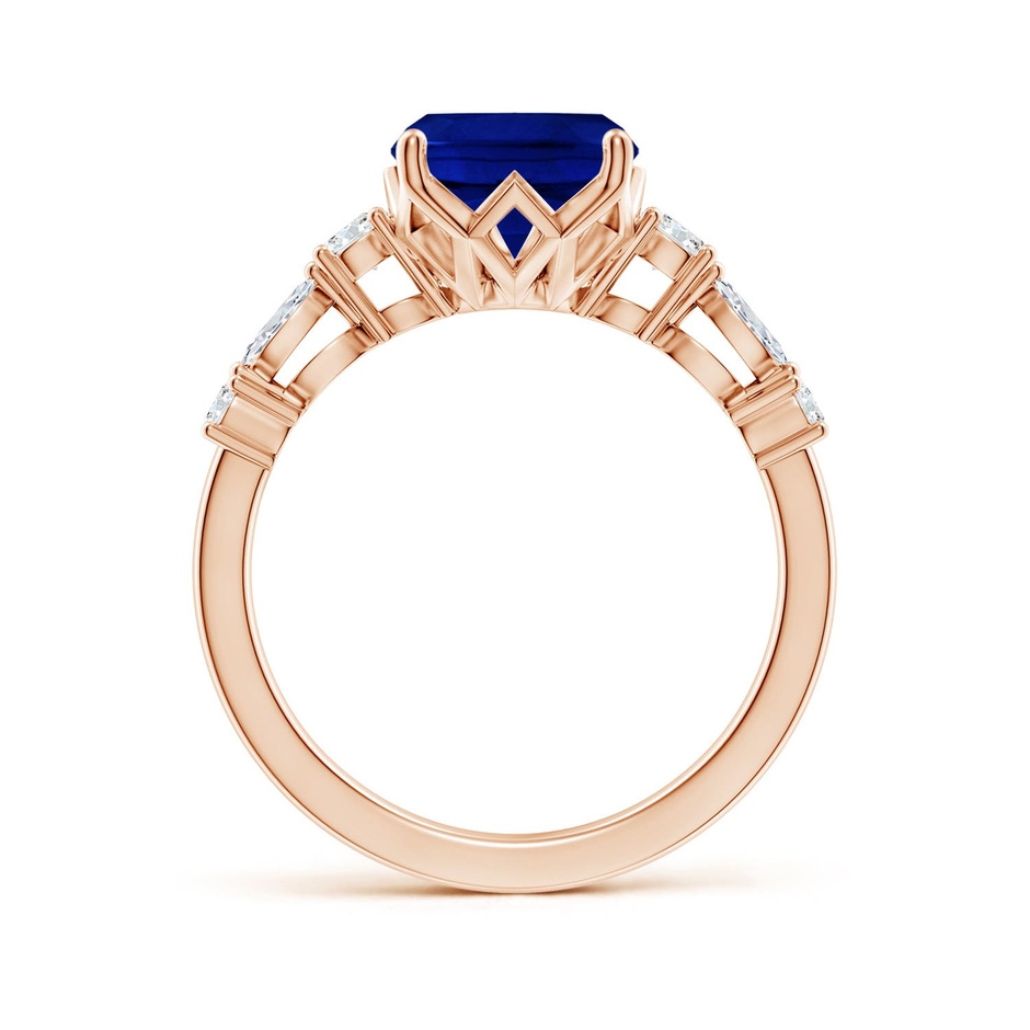10x8mm Labgrown Lab-Grown Classic Cushion Rectangular Blue Sapphire Side Stone Engagement Ring in 18K Rose Gold side 199