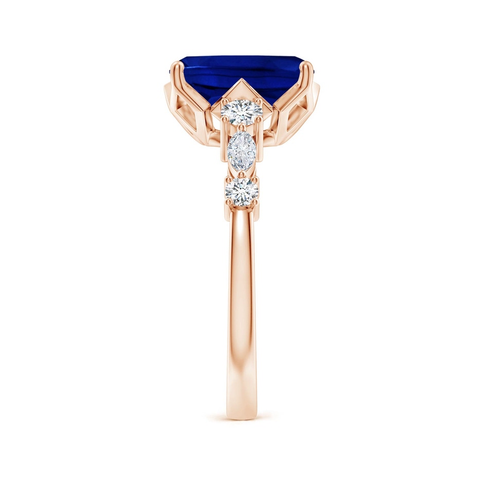 10x8mm Labgrown Lab-Grown Classic Cushion Rectangular Blue Sapphire Side Stone Engagement Ring in 18K Rose Gold side 299