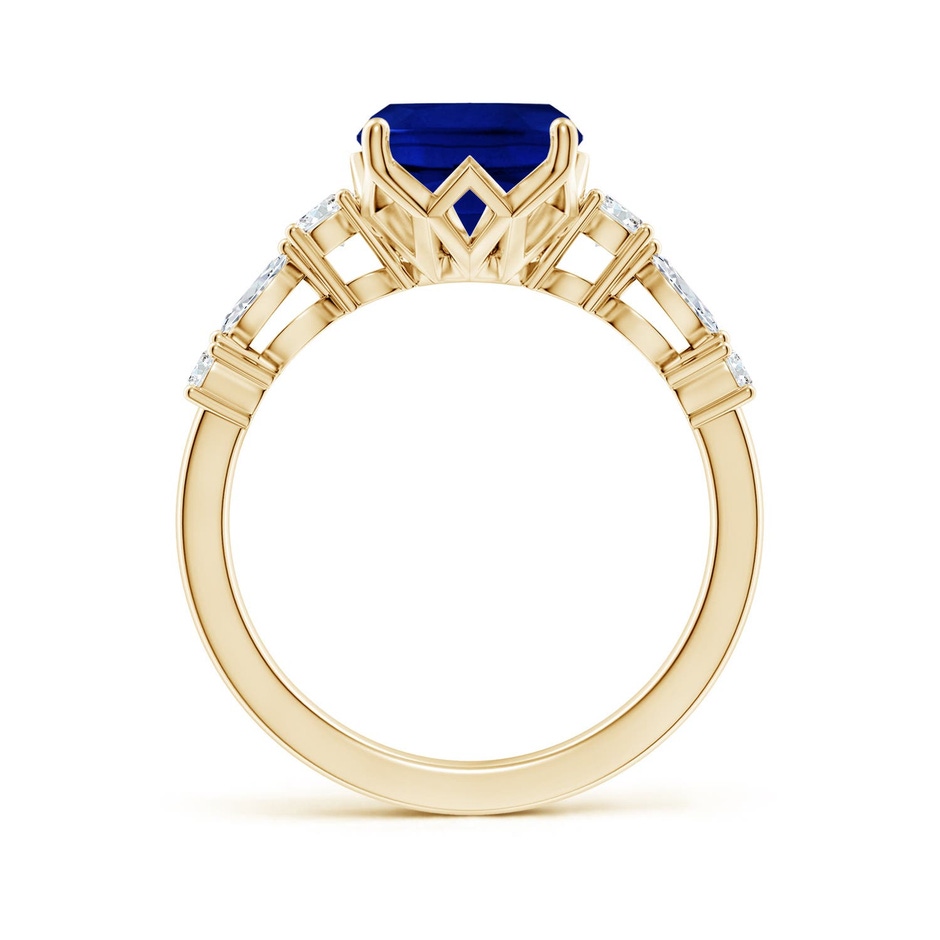 10x8mm Labgrown Lab-Grown Classic Cushion Rectangular Blue Sapphire Side Stone Engagement Ring in 18K Yellow Gold side 199