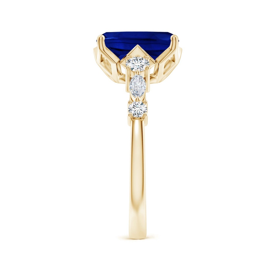 10x8mm Labgrown Lab-Grown Classic Cushion Rectangular Blue Sapphire Side Stone Engagement Ring in 18K Yellow Gold side 299