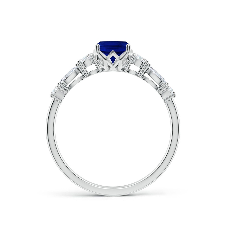 7x5mm Labgrown Lab-Grown Classic Cushion Rectangular Blue Sapphire Side Stone Engagement Ring in White Gold side 199