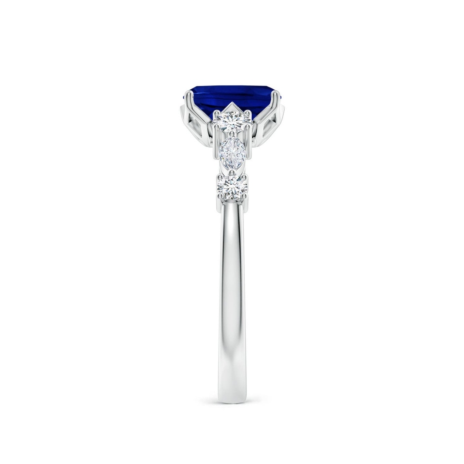 7x5mm Labgrown Lab-Grown Classic Cushion Rectangular Blue Sapphire Side Stone Engagement Ring in White Gold side 299