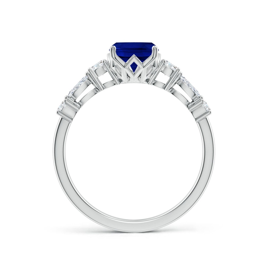 8x6mm Labgrown Lab-Grown Classic Cushion Rectangular Blue Sapphire Side Stone Engagement Ring in White Gold side 199