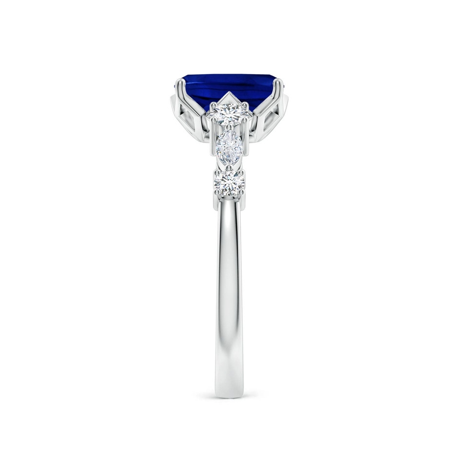 8x6mm Labgrown Lab-Grown Classic Cushion Rectangular Blue Sapphire Side Stone Engagement Ring in White Gold side 299