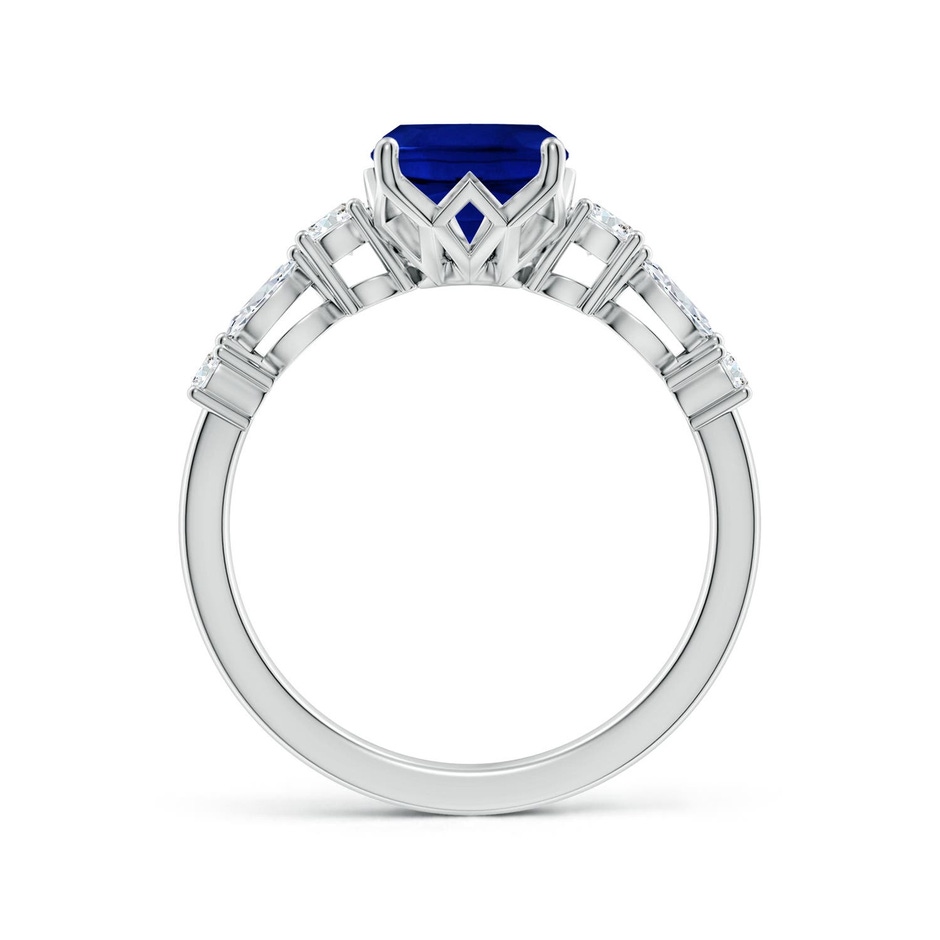 9x7mm Labgrown Lab-Grown Classic Cushion Rectangular Blue Sapphire Side Stone Engagement Ring in White Gold side 199