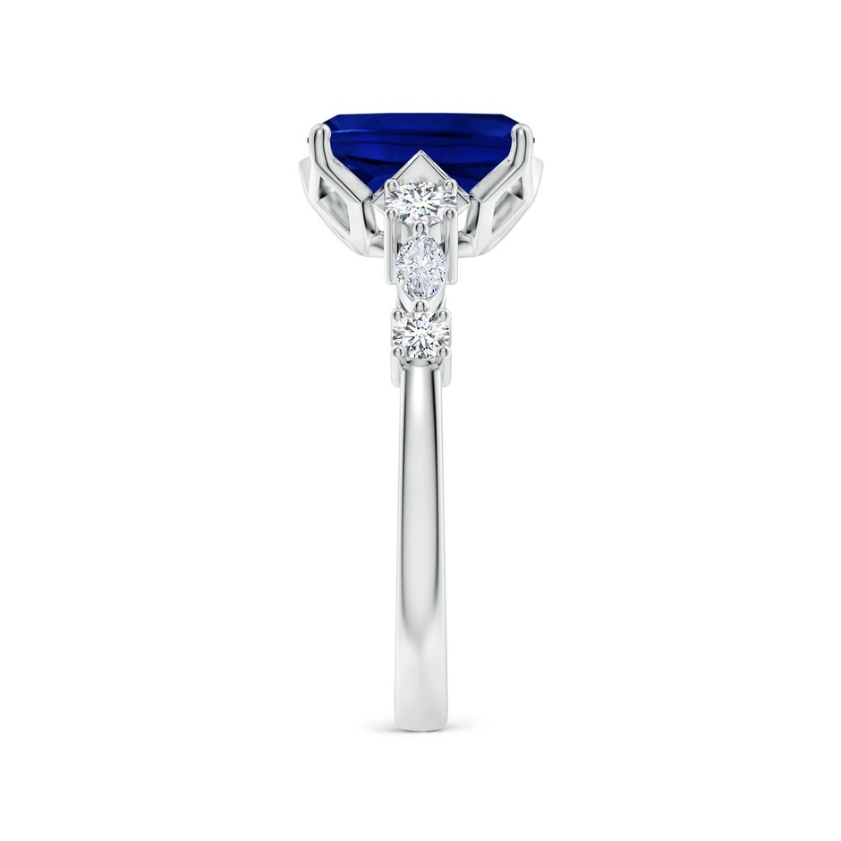 9x7mm Labgrown Lab-Grown Classic Cushion Rectangular Blue Sapphire Side Stone Engagement Ring in White Gold side 299