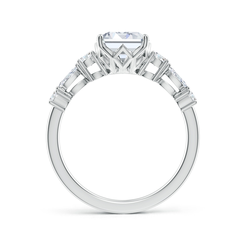 8.5x6.5mm FGVS Lab-Grown Classic Emerald-Cut Diamond Side Stone Engagement Ring in White Gold - side 199
