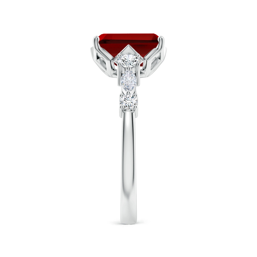 9x7mm Labgrown Lab-Grown Classic Emerald-Cut Ruby Side Stone Engagement Ring in White Gold Side 299