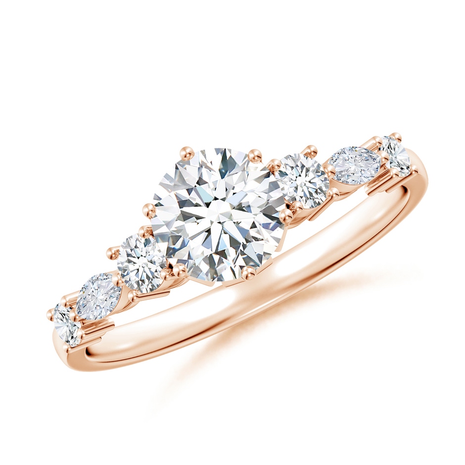 5.9mm FGVS Lab-Grown Classic Round Diamond Side Stone Engagement Ring in Rose Gold 