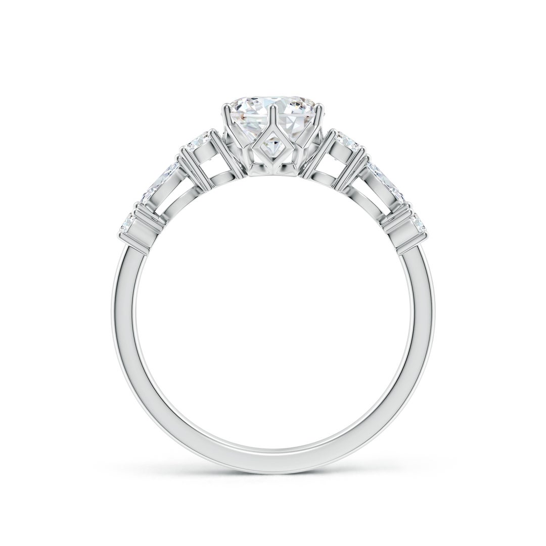 6.4mm FGVS Lab-Grown Classic Round Diamond Side Stone Engagement Ring in 18K White Gold - side 3