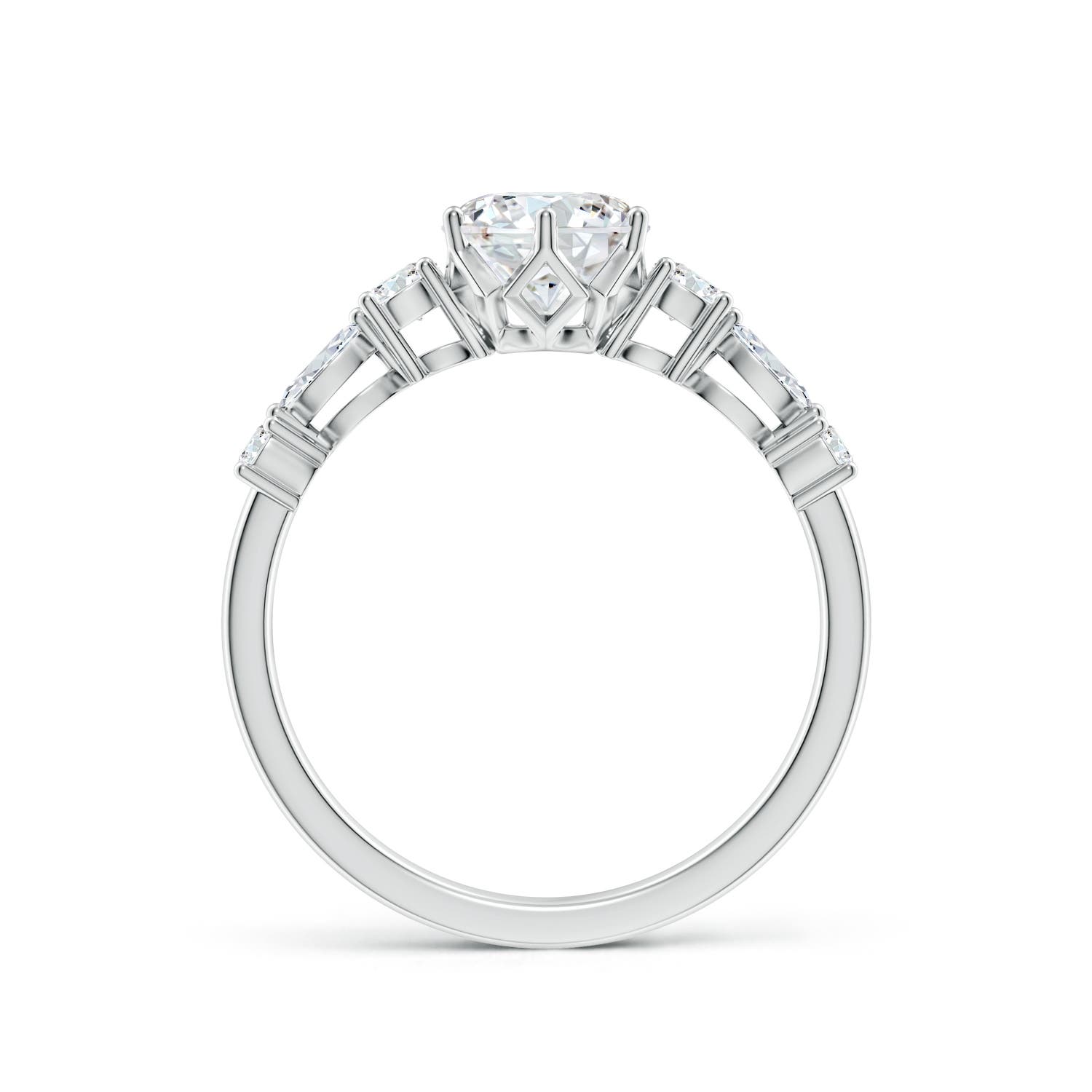 6.4mm FGVS Lab-Grown Classic Round Diamond Side Stone Engagement Ring in White Gold