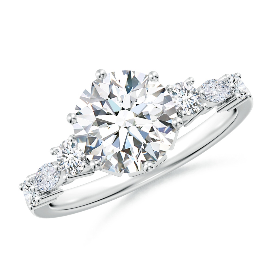 8mm FGVS Lab-Grown Classic Round Diamond Side Stone Engagement Ring in White Gold 