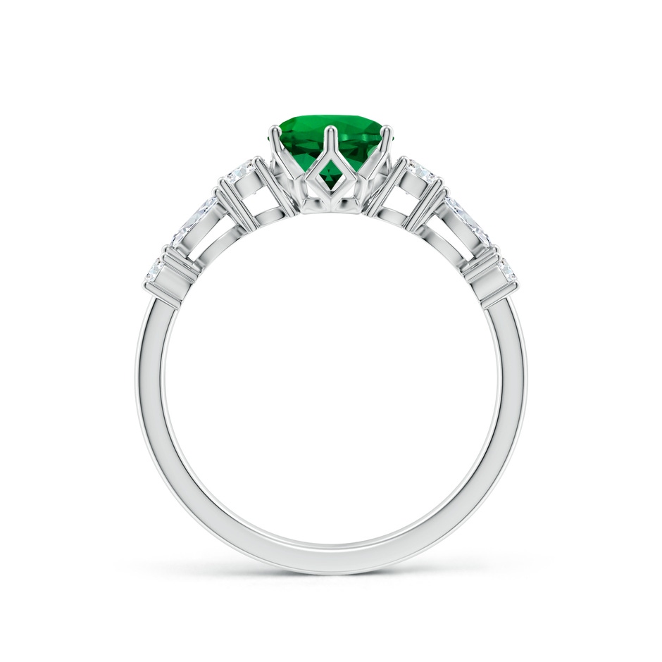 6.5mm Labgrown Lab-Grown Classic Round Emerald Side Stone Engagement Ring in White Gold side 199