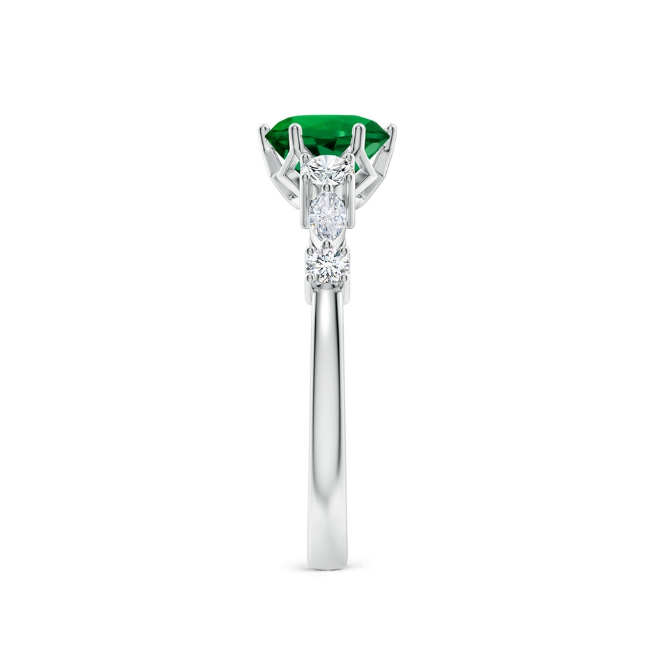 6.5mm Labgrown Lab-Grown Classic Round Emerald Side Stone Engagement Ring in White Gold side 299