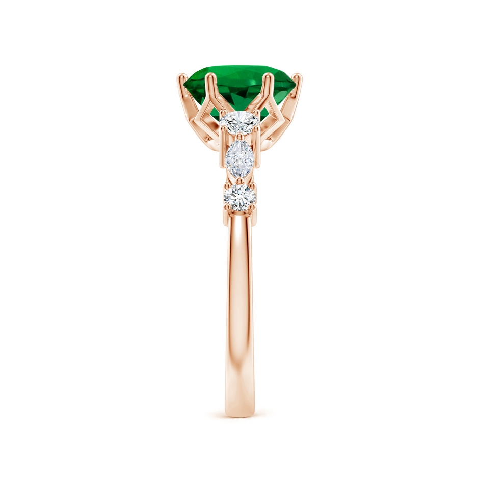 8mm Labgrown Lab-Grown Classic Round Emerald Side Stone Engagement Ring in 18K Rose Gold side 299
