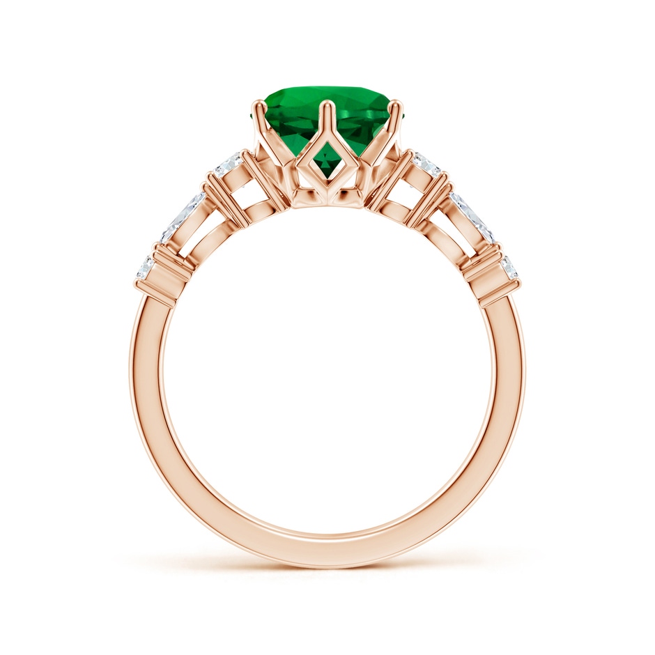 8mm Labgrown Lab-Grown Classic Round Emerald Side Stone Engagement Ring in Rose Gold side 199