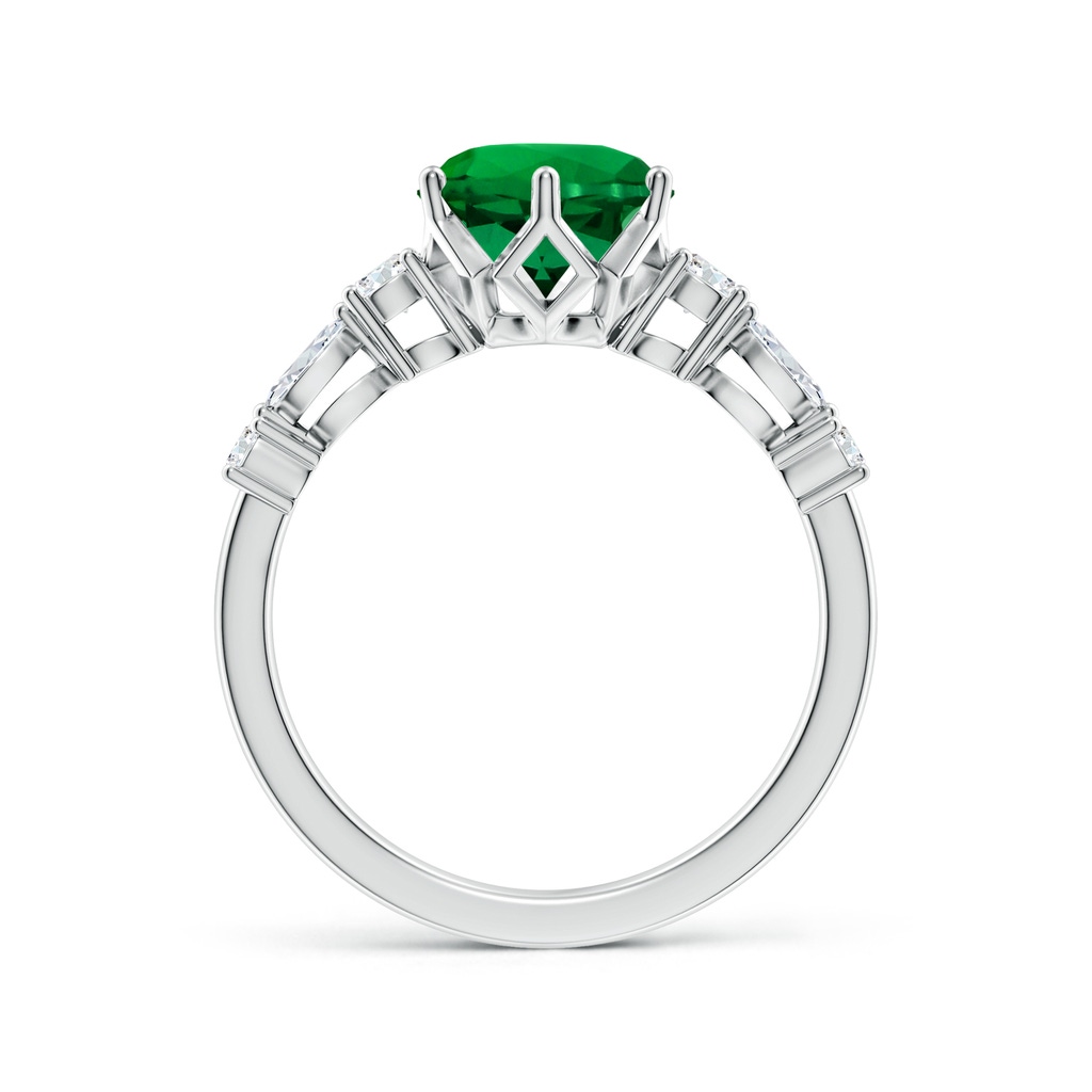 8mm Labgrown Lab-Grown Classic Round Emerald Side Stone Engagement Ring in White Gold - side 199
