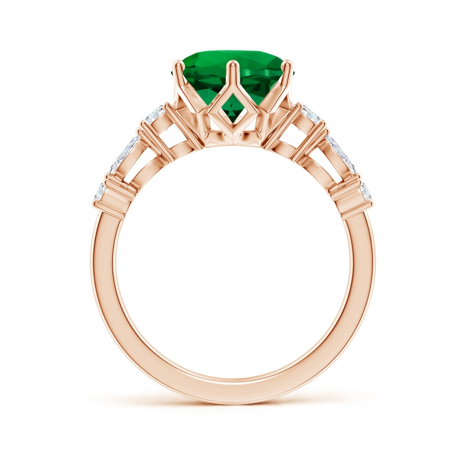 9mm Labgrown Lab-Grown Classic Round Emerald Side Stone Engagement Ring in 18K Rose Gold side 199