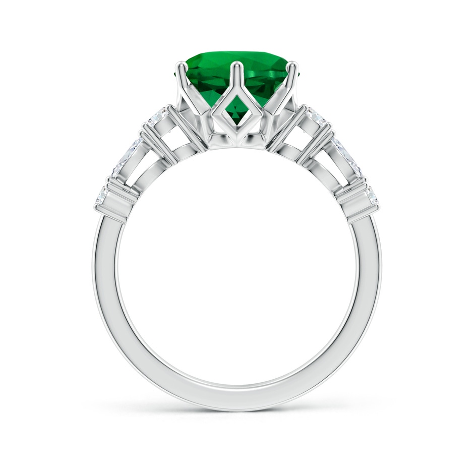 9mm Labgrown Lab-Grown Classic Round Emerald Side Stone Engagement Ring in 18K White Gold side 199