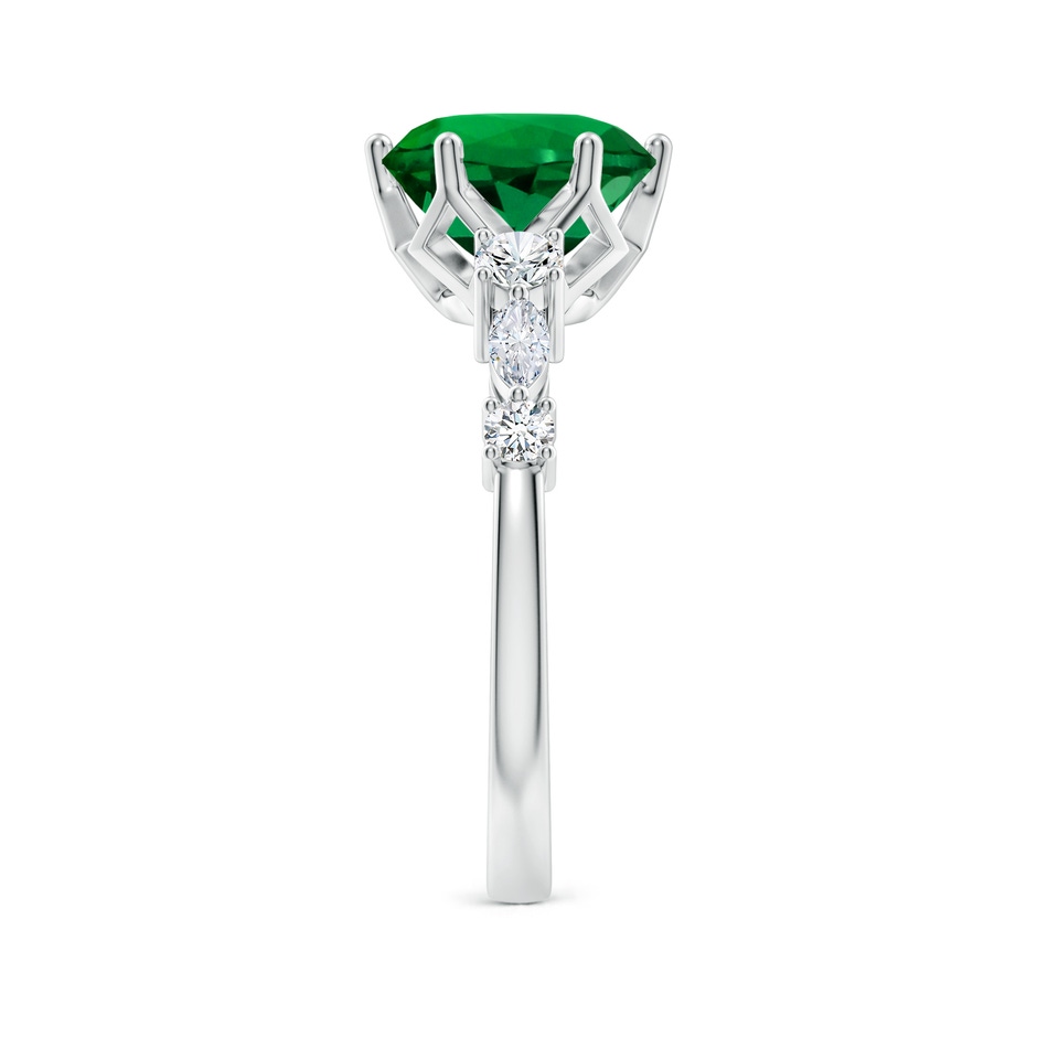 9mm Labgrown Lab-Grown Classic Round Emerald Side Stone Engagement Ring in 18K White Gold side 299