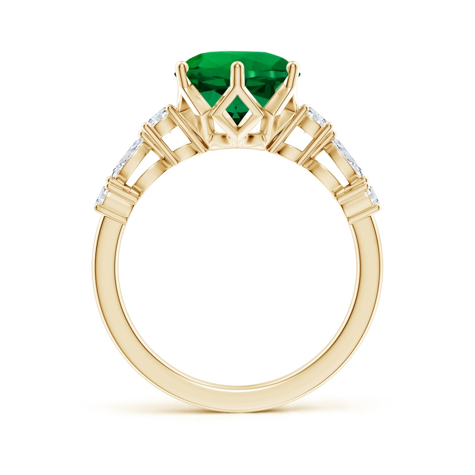9mm Labgrown Lab-Grown Classic Round Emerald Side Stone Engagement Ring in Yellow Gold side 199