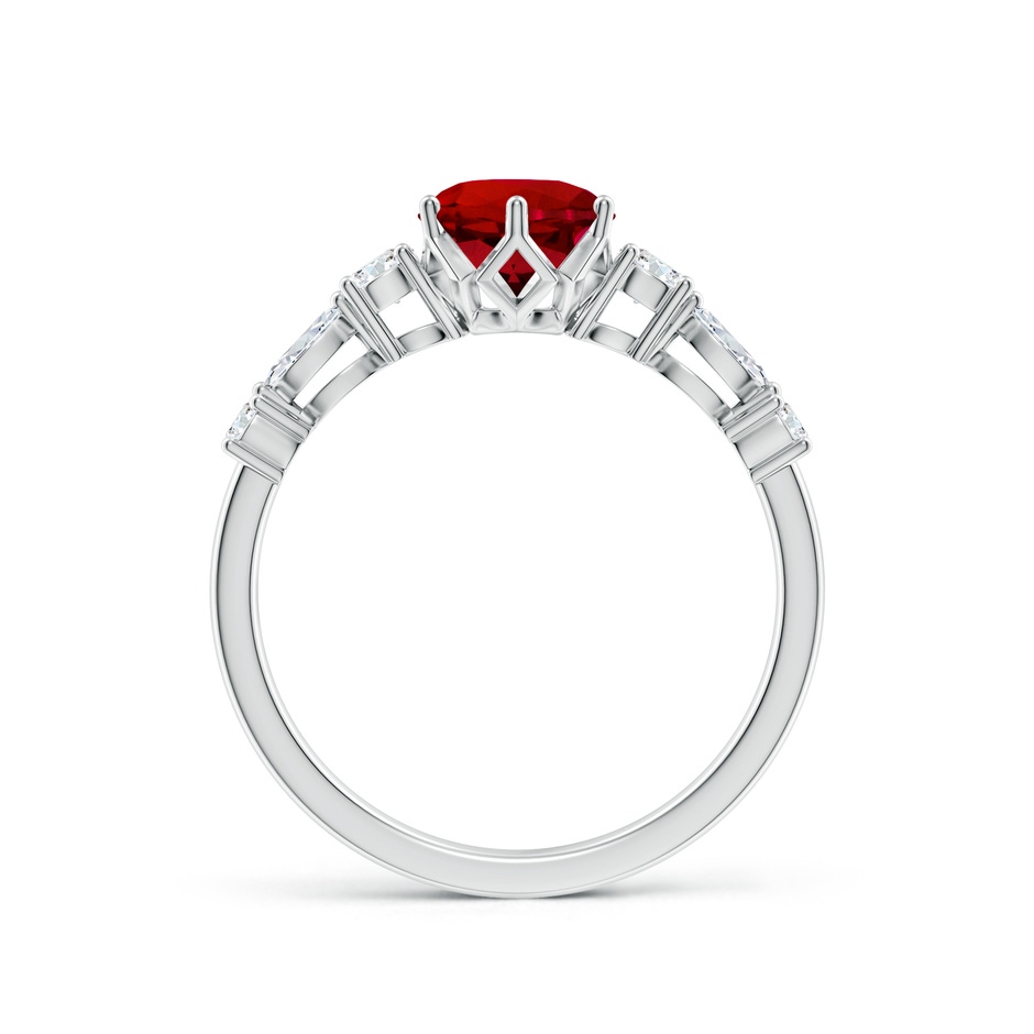 6.5mm Labgrown Lab-Grown Classic Round Ruby Side Stone Engagement Ring in P950 Platinum side 199