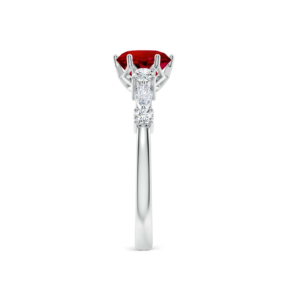 6.5mm Labgrown Lab-Grown Classic Round Ruby Side Stone Engagement Ring in P950 Platinum side 299