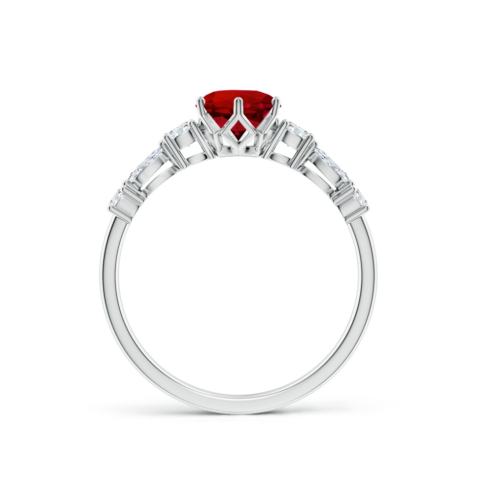 6mm Labgrown Lab-Grown Classic Round Ruby Side Stone Engagement Ring in P950 Platinum side 199