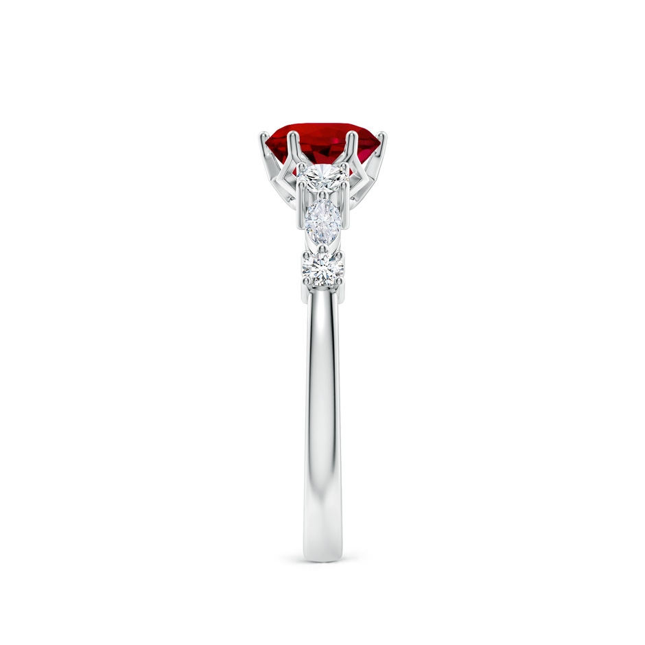 6mm Labgrown Lab-Grown Classic Round Ruby Side Stone Engagement Ring in P950 Platinum side 299
