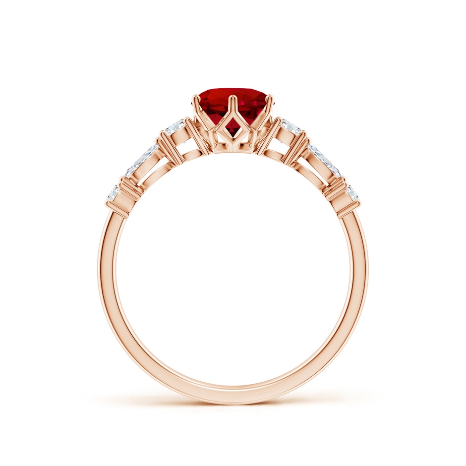6mm Labgrown Lab-Grown Classic Round Ruby Side Stone Engagement Ring in Rose Gold side 199
