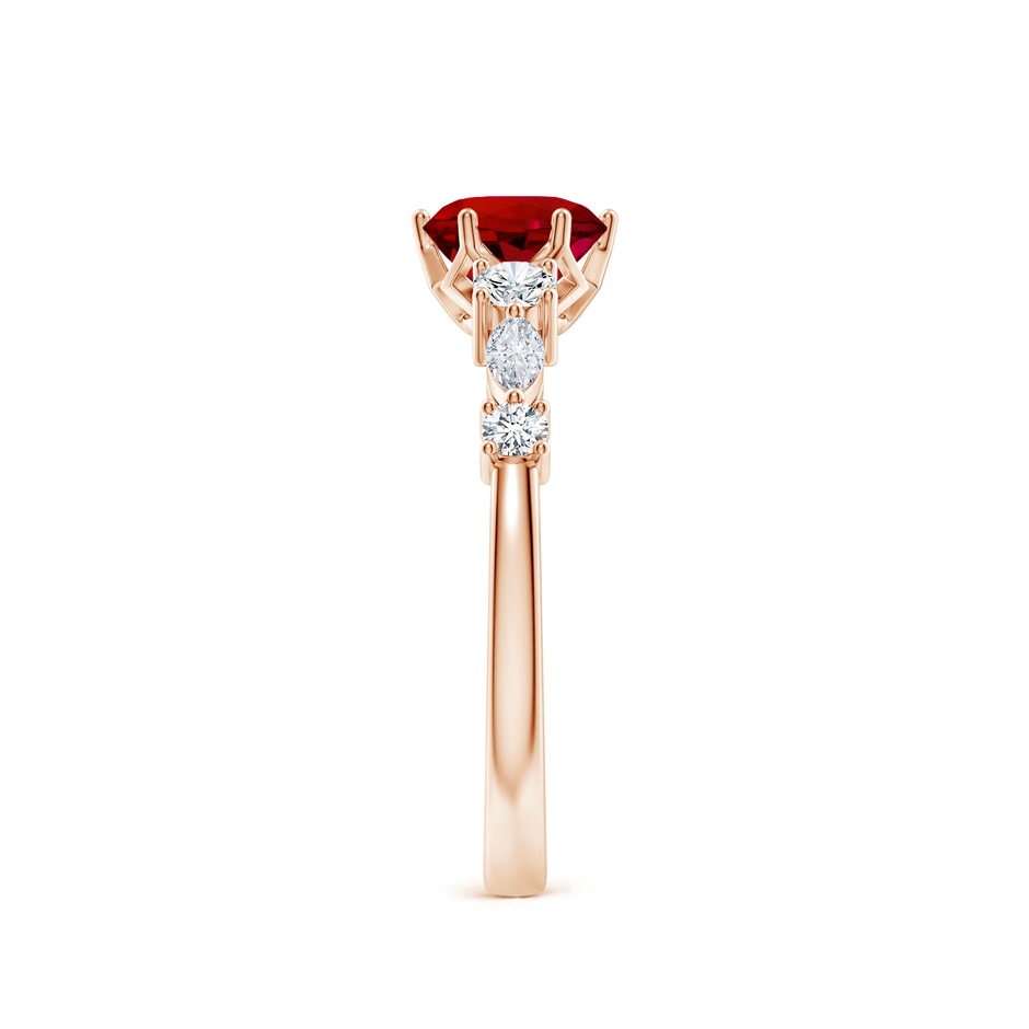 6mm Labgrown Lab-Grown Classic Round Ruby Side Stone Engagement Ring in Rose Gold side 299