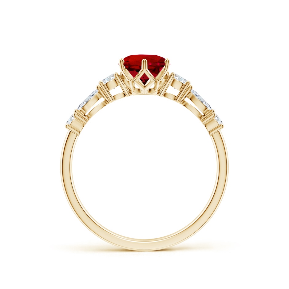 6mm Labgrown Lab-Grown Classic Round Ruby Side Stone Engagement Ring in Yellow Gold side 199