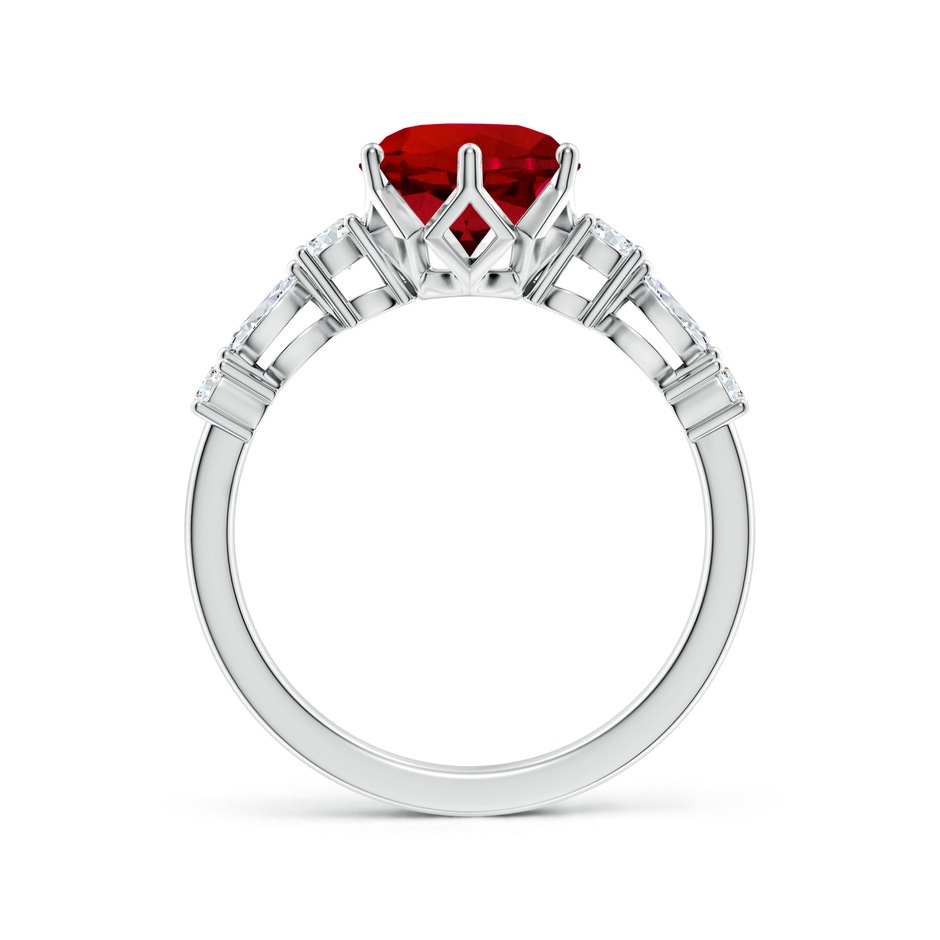 8mm Labgrown Lab-Grown Classic Round Ruby Side Stone Engagement Ring in P950 Platinum side 199